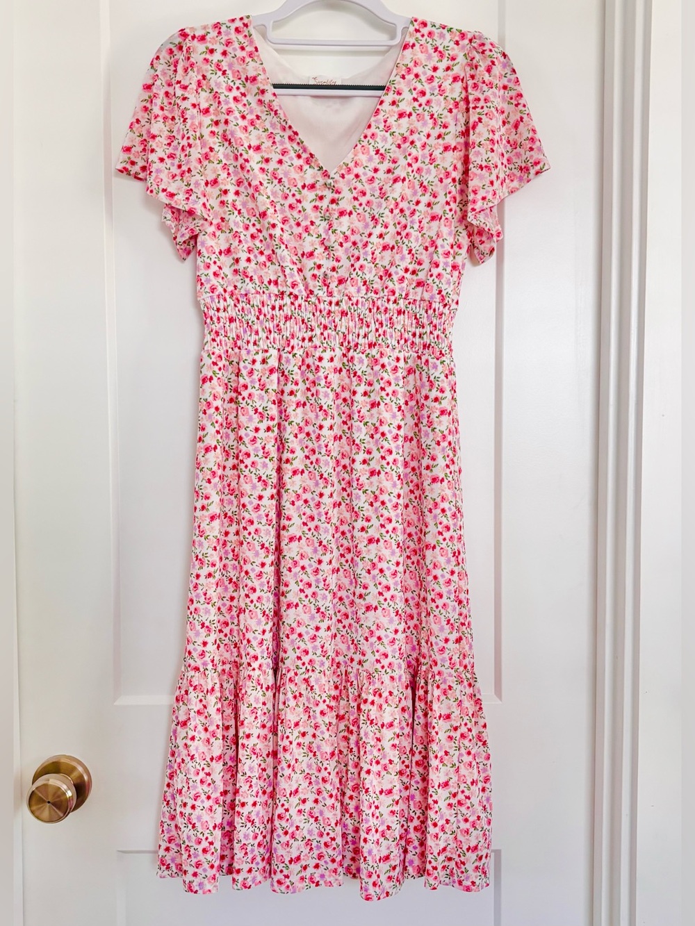 Pink Rose Dress Floral Airy